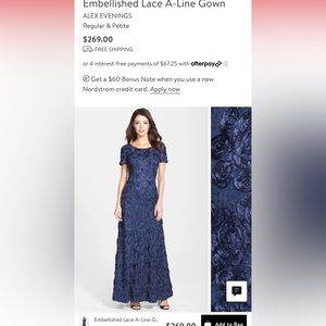 Alex evening formal dress size 10 worn once in great condition navy blue